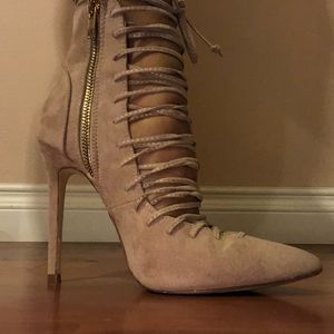 Suede nude heels!